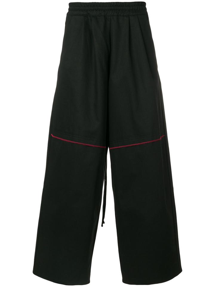 Komakino Piped Wide Leg Trousers - Black