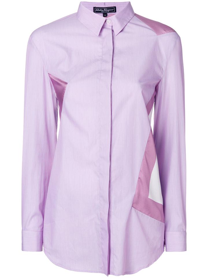 Salvatore Ferragamo Floral Back Asymmetric Shirt - Pink & Purple