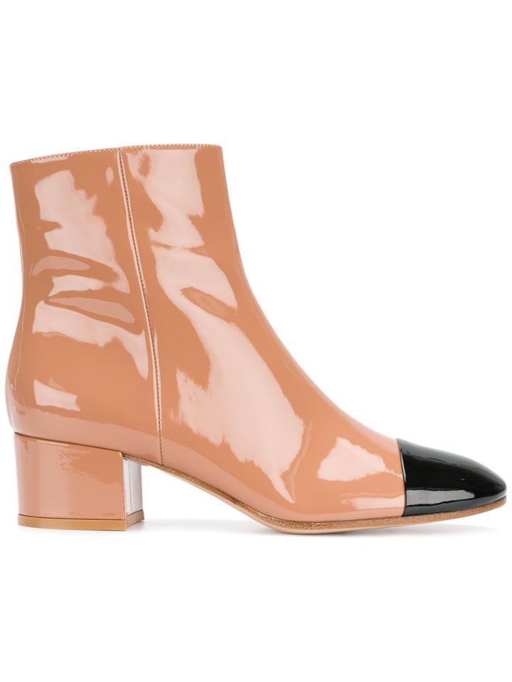 Gianvito Rossi Contrast Toe Ankle Boots - Nude & Neutrals