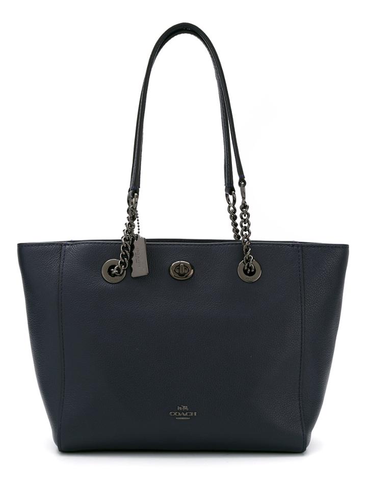 Coach Turnlock Chain Tote - Blue