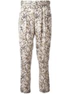 Steffen Schraut Floral Print Cropped Trousers - Nude & Neutrals