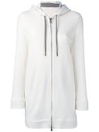 Eleventy - Drawstring Zipped Hoodie - Women - Cashmere/silk/acetate/polyester - 42, White, Cashmere/silk/acetate/polyester