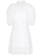 Khaite Carlina Pouf-sleeve Cotton Shirtdress - White