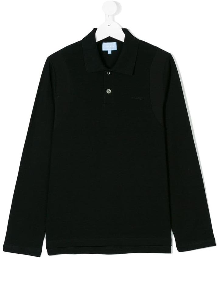 Lanvin Enfant Teen Long Sleeved Polo Shirt - Black