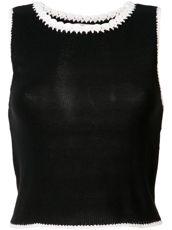 Alice+olivia - Fitted Top - Women - Cotton/nylon - L, Black, Cotton/nylon
