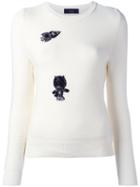 Lédition Embellished Jumper, Women's, Size: Medium, White, Cotton