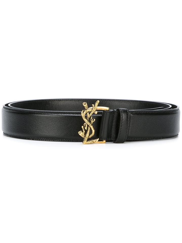 Saint Laurent 'monogram' Buckle Belt, Women's, Size: 90, Black, Calf Leather