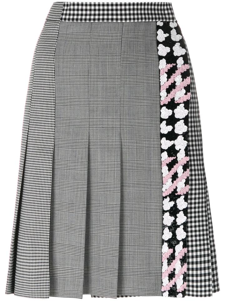 Msgm Check Pleated Skirt - Black