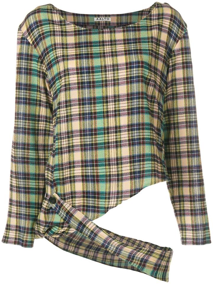 Aalto Cut-out Checked Blouse - Green