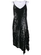 P.a.r.o.s.h. Sequinned Asymmetric Slip Dress - Black