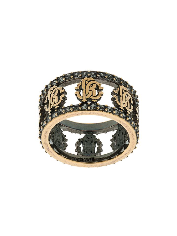 Roberto Cavalli Embellished Logo Ring - Metallic