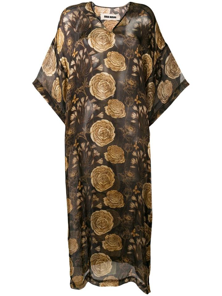 Uma Wang Floral Flared Maxi Dress - Black