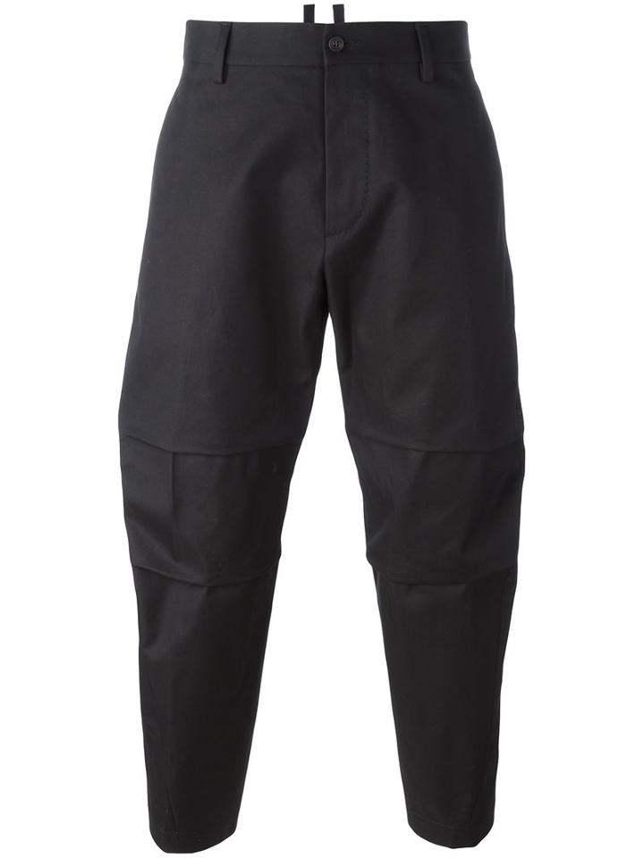 Dsquared2 Cropped Straight Fit Trousers, Men's, Size: 52, Black, Cotton
