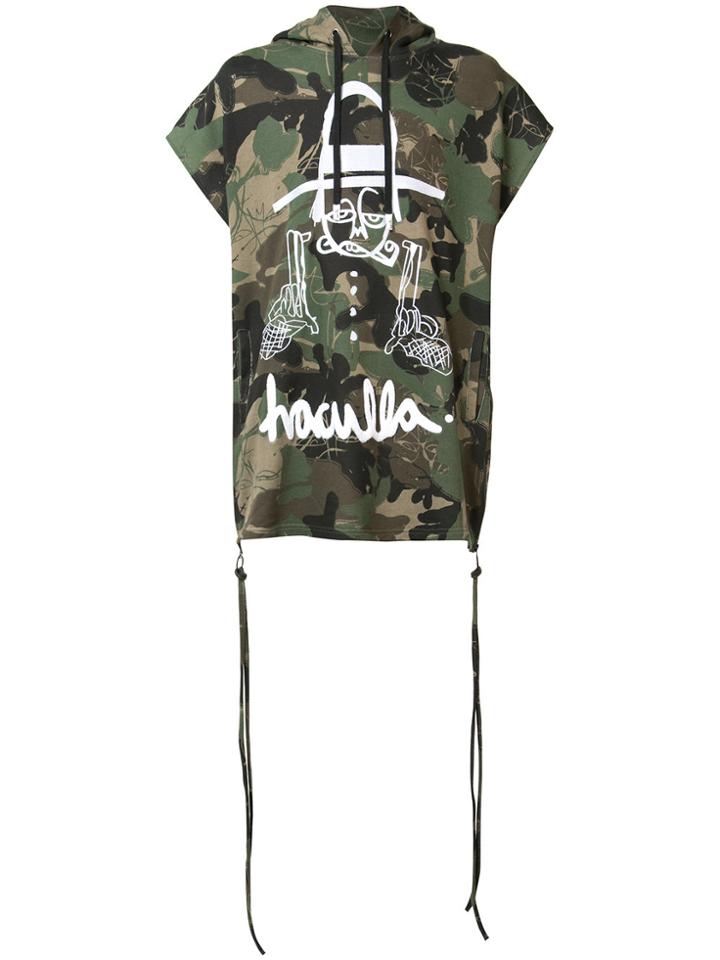 Haculla Camouflage Print Shortsleeved Hoodie - Green