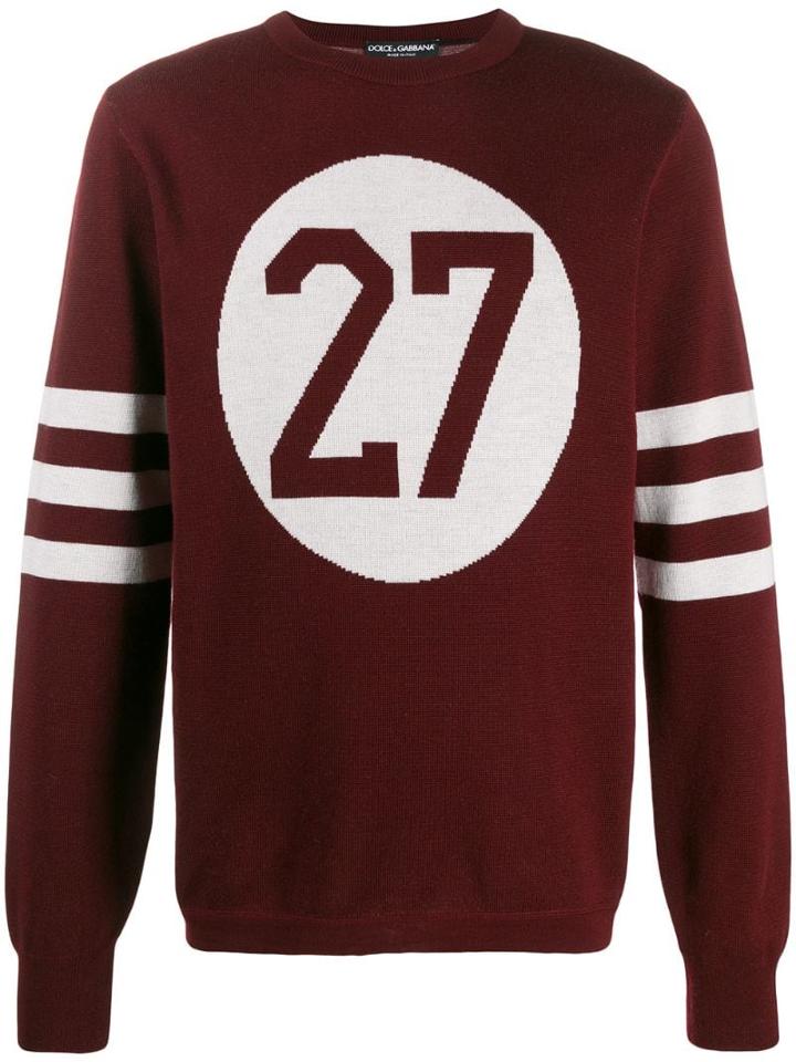 Dolce & Gabbana Intarsia Crewneck Sweater - Red