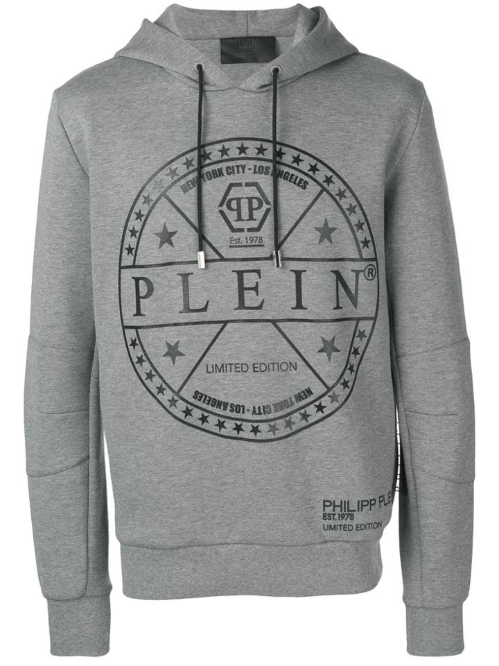 Philipp Plein Contrast Logo Hoodie - Grey