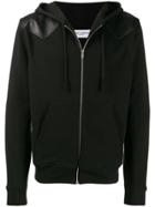 Saint Laurent Leather Detail Zip-up Jacket - Black