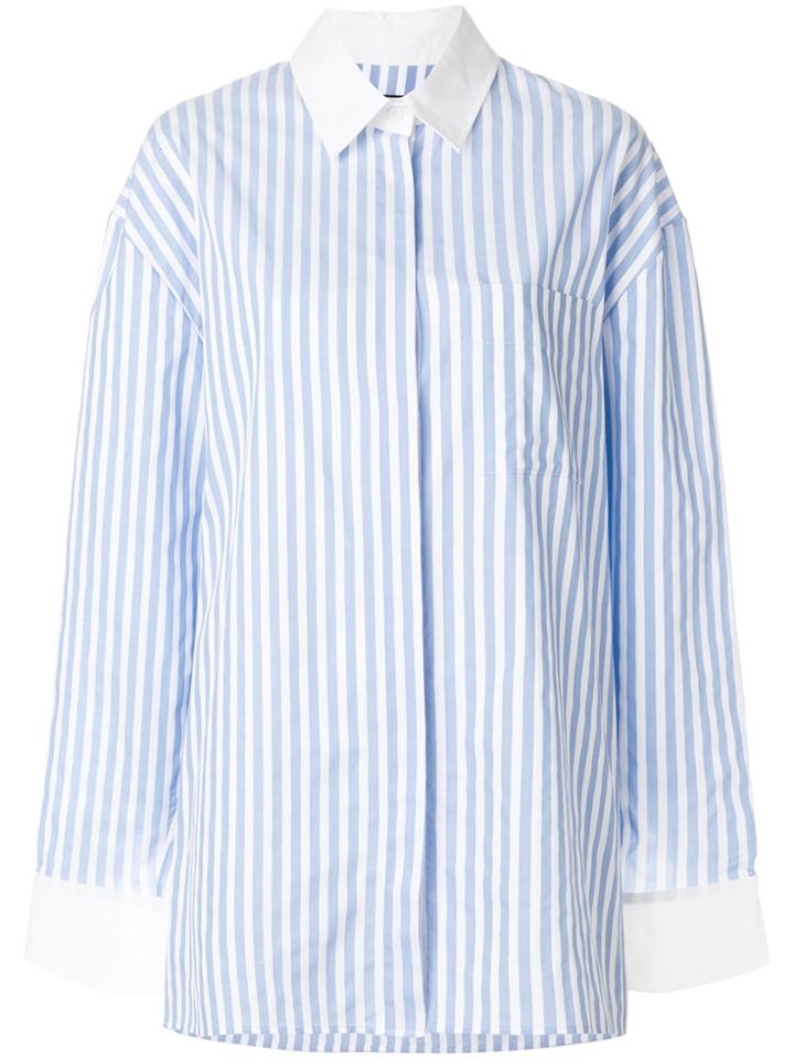 Alexandre Vauthier Contrast Collar Striped Shirt - Blue