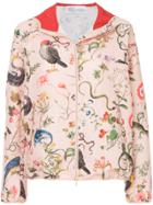 Red Valentino Flora And Fauna Print Hooded Jacket - Pink & Purple