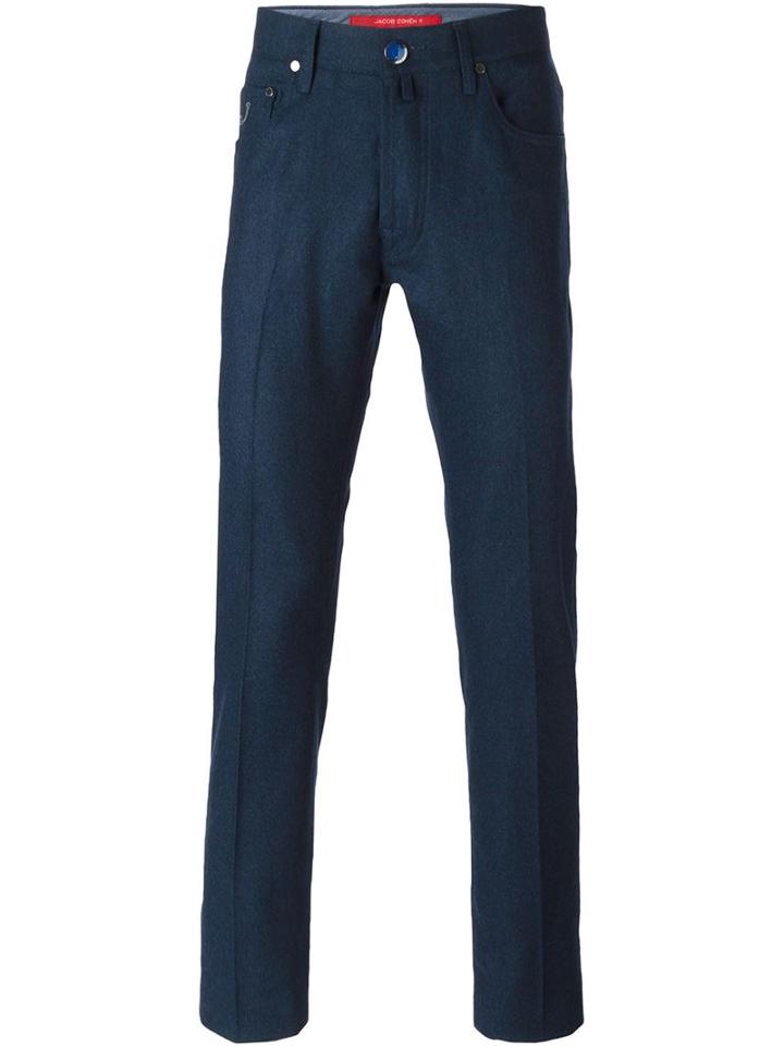 Jacob Cohen Denim-style Trousers, Men's, Size: 37, Blue, Wool
