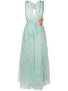 Elisabetta Franchi Sheer V-neck Dress - Green