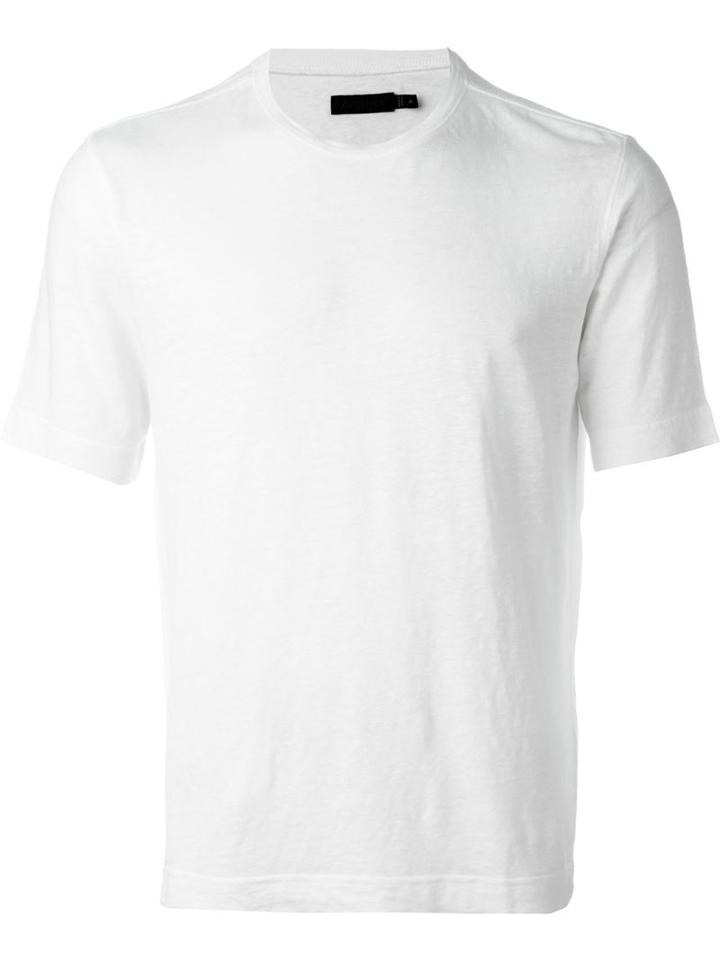 Z Zegna Round Neck T-shirt, Men's, Size: Large, White, Linen/flax/spandex/elastane