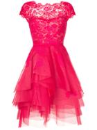 Monique Lhuillier Lace-embroidered Flared Dress - Pink & Purple
