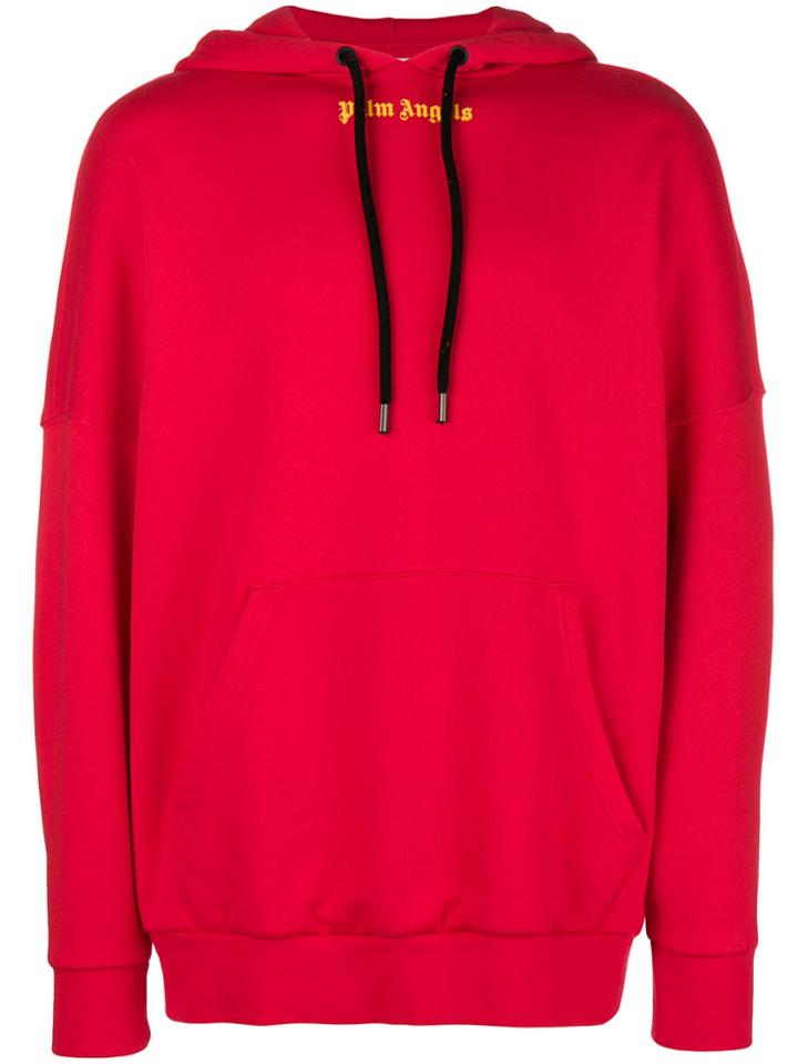 Palm Angels Contrast Logo Hoodie - Red