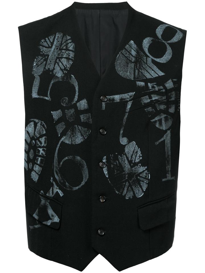 Comme Des Garçons Vintage Footprint Number Waistcoat - Black