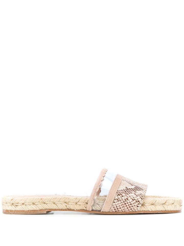 Solange Sandals Snakeskin Strap Espadrille Mules - Neutrals