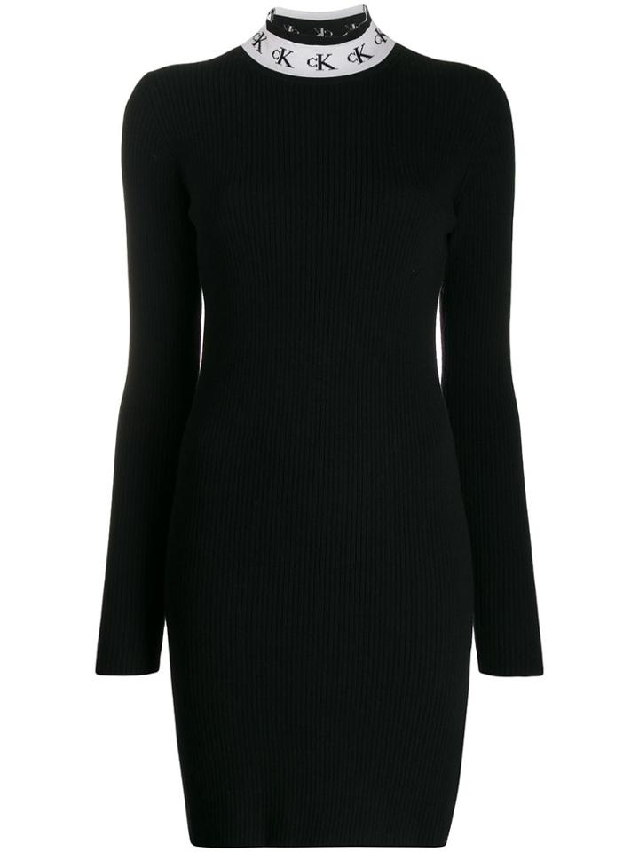 Calvin Klein Jeans Ribbed Slim-fit Dress - Black
