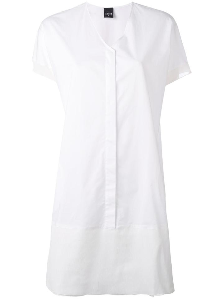 Lorena Antoniazzi V-neck Shirt Dress, Women's, Size: 42, White, Silk/cotton/lyocell
