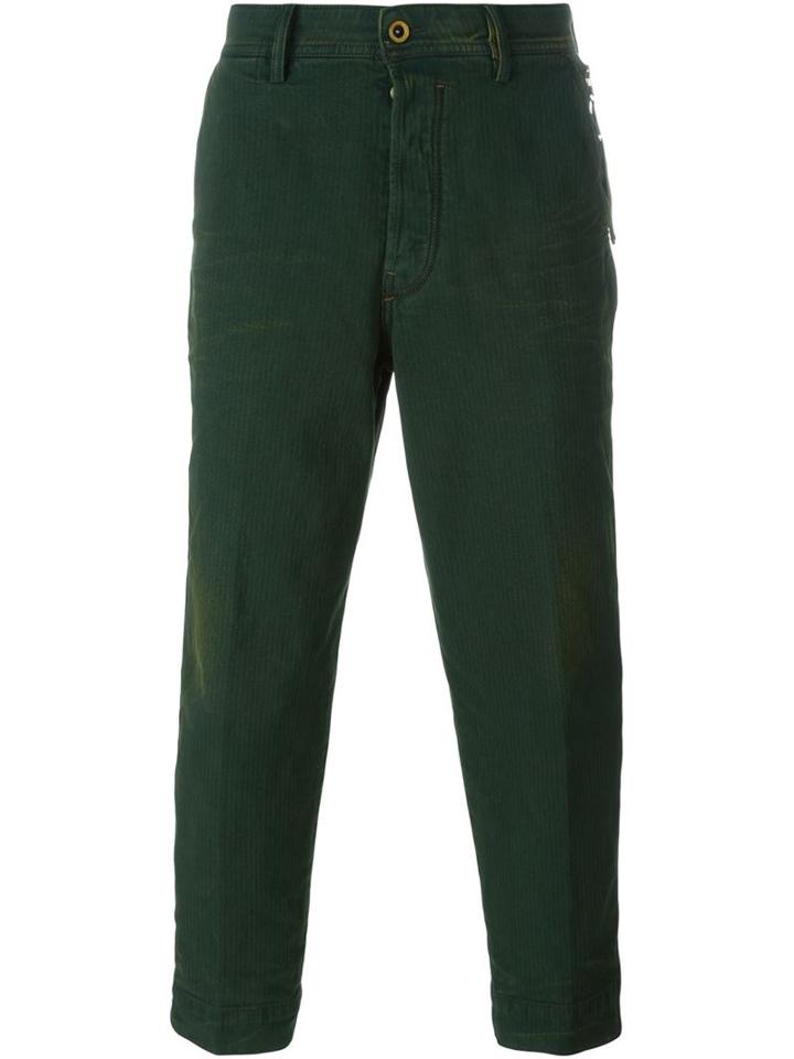 Diesel Tapered Cropped Jeans, Men's, Size: 31, Green, Cotton/spandex/elastane