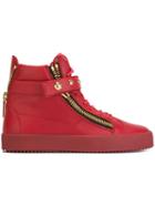 Giuseppe Zanotti Design Riley Hi-top Sneakers, Men's, Size: 43, Red, Calf Leather/rubber