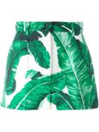 Dolce & Gabbana Tropical Shorts, Women's, Size: 42, Green, Cotton/silk