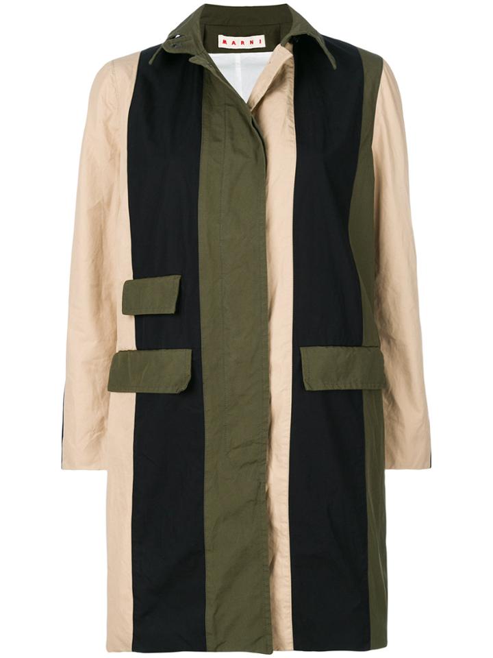 Marni Military Colour Blocked Trench - Green