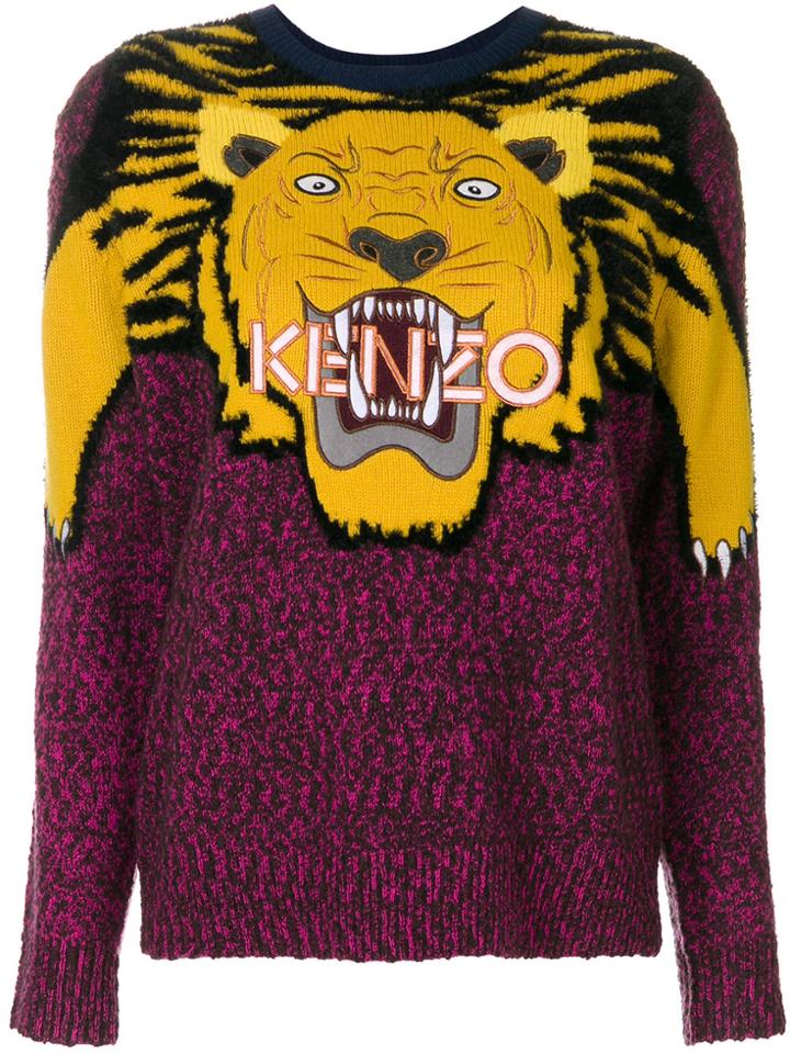 Kenzo Tiger Intarsia Sweater - Pink & Purple