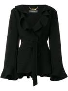 Alberta Ferretti Frill Trim Belt Jacket - Black