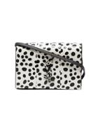 Saint Laurent Kate Polka Dot Leather Wallet On A Chain - White