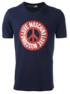 Love Moschino Logo Print T-shirt, Men's, Size: Medium, Blue, Cotton/spandex/elastane