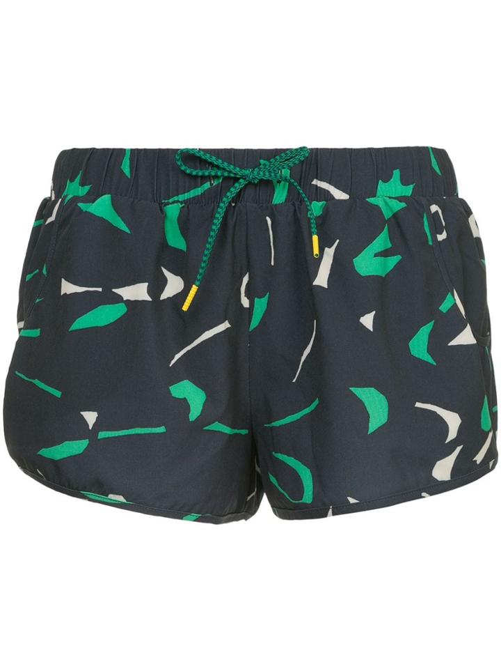 The Upside Print Drawstring Shorts - Blue
