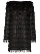 Balmain Sparkle Fringe Long-sleeve Mini Dress - Black