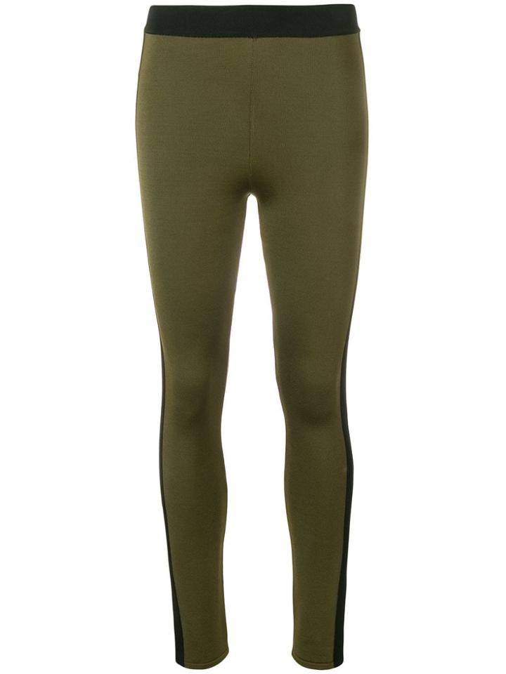 Balmain Side Stripe Leggings - Green
