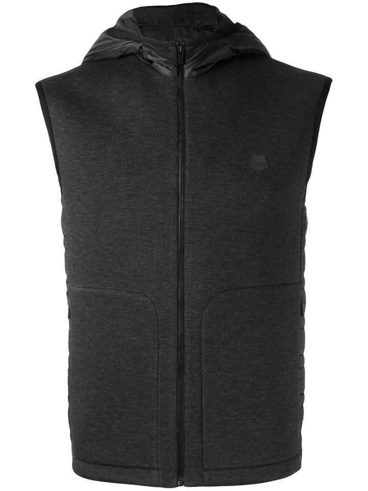 Z Zegna Hooded Gilet, Men's, Size: Medium, Black, Polyester/viscose/spandex/elastane