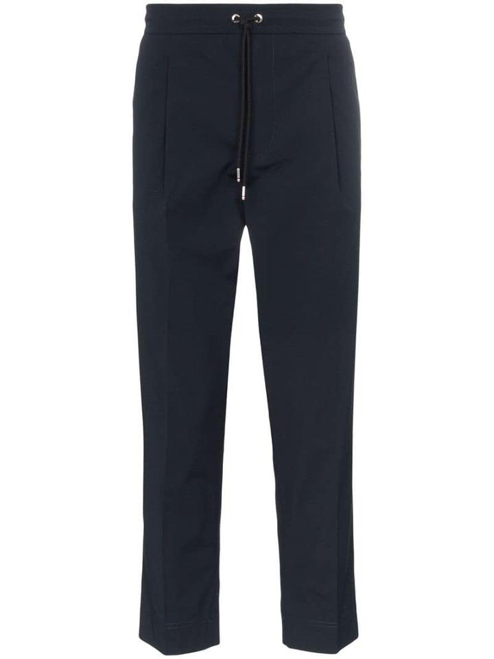Moncler Straight Leg Cotton Blend Trousers - Blue