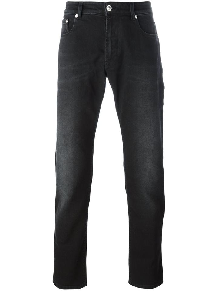 Versus Lion Head Rivet Jeans, Men's, Size: 32, Black, Cotton/spandex/elastane/polyester