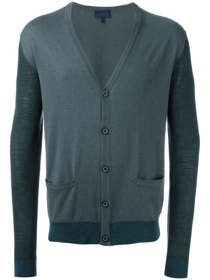 Lanvin Patch Pocket Cardigan, Men's, Size: Xl, Grey, Wool/cotton