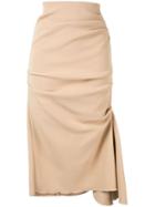 Acler Riverside Ruched Midi Skirt - Brown