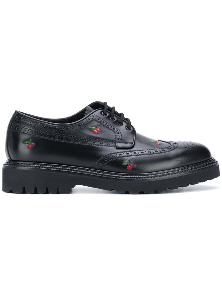 Paul Smith Cherry Embroidered Brogues - Black