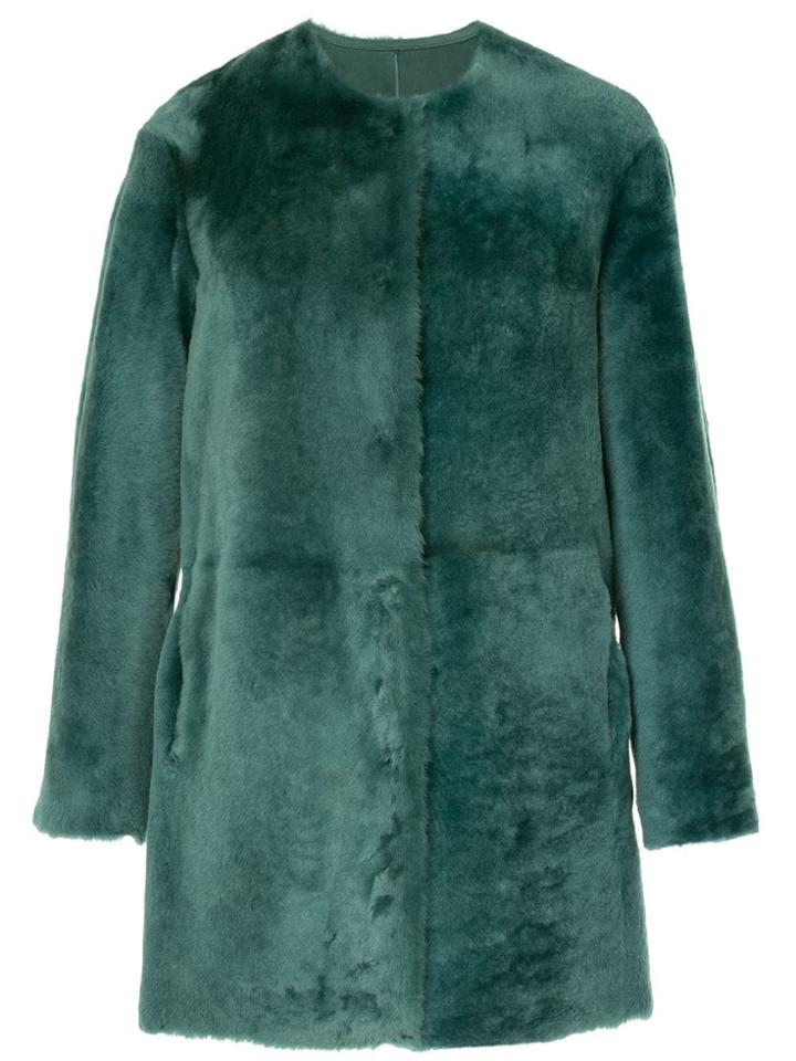 Desa 1972 Collarless Shearling Coat - Green